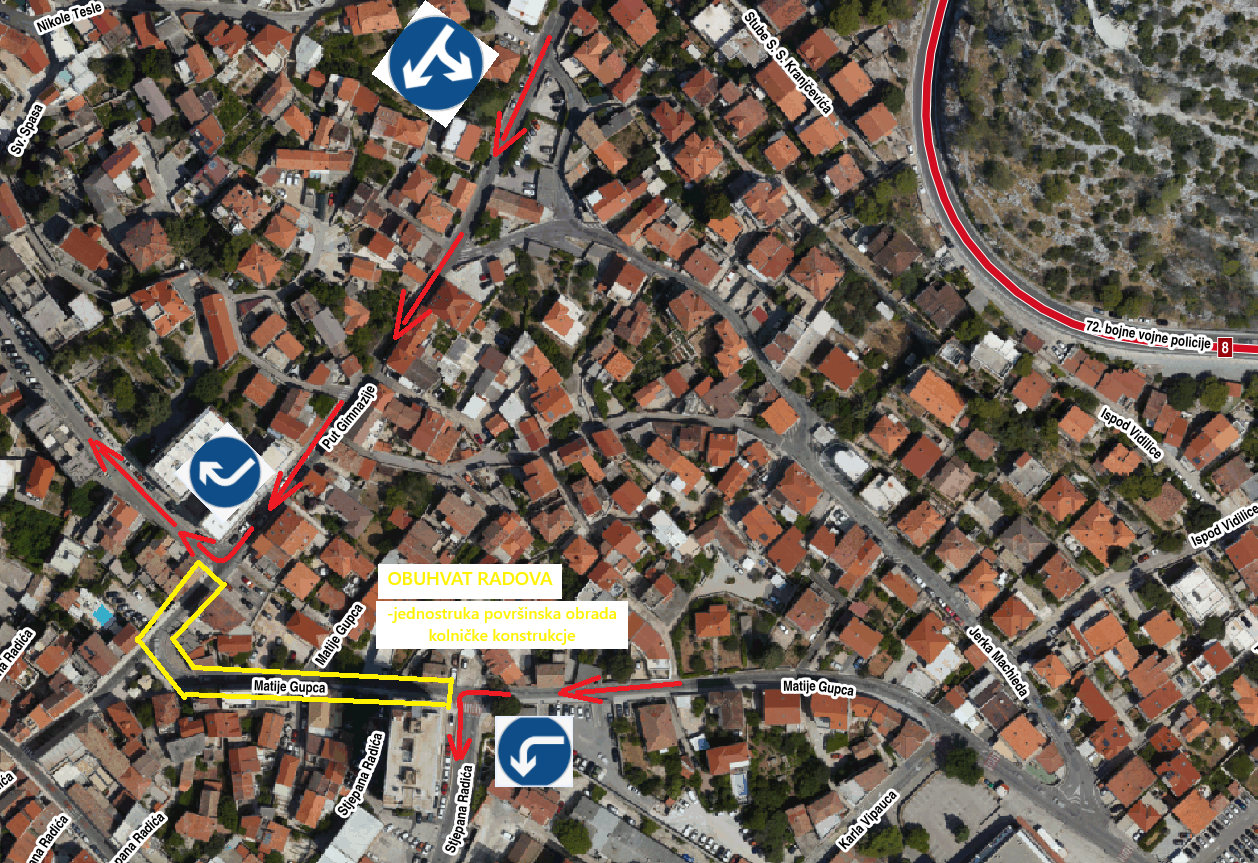 Privremene regulacije prometa na dvije lokacije u Šibeniku: U užem centru grada i Dubravi 